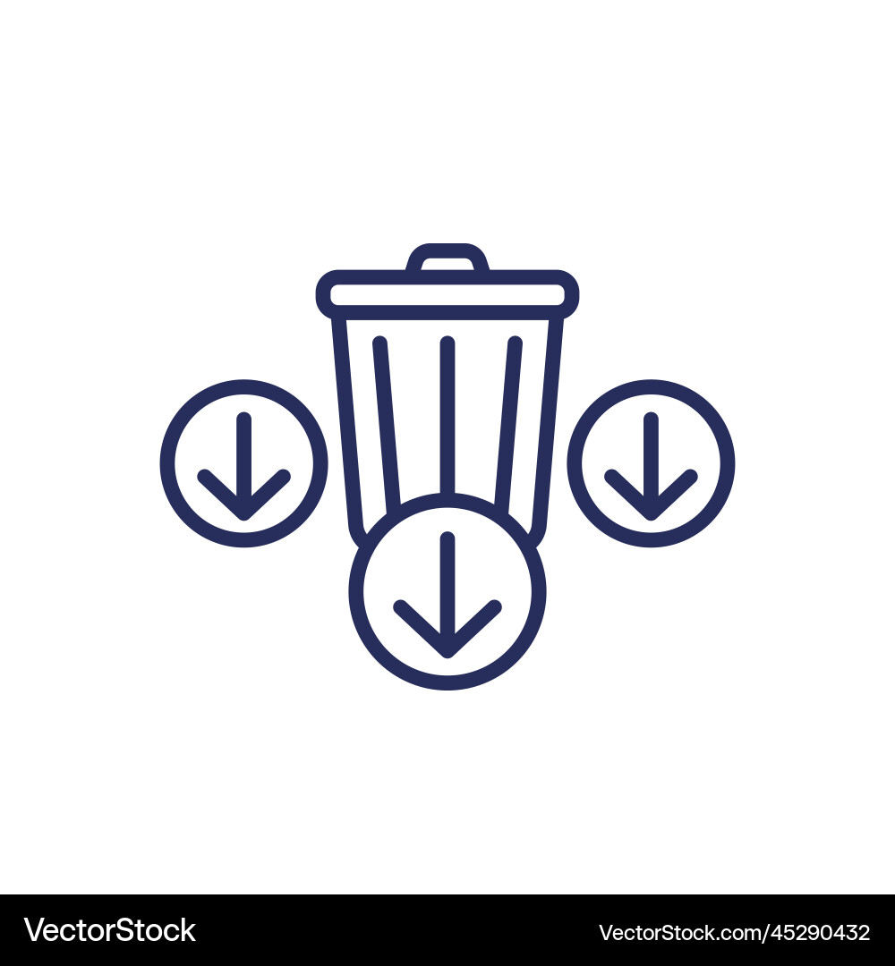 Reduce waste line icon with a trash bin and arrows vector image