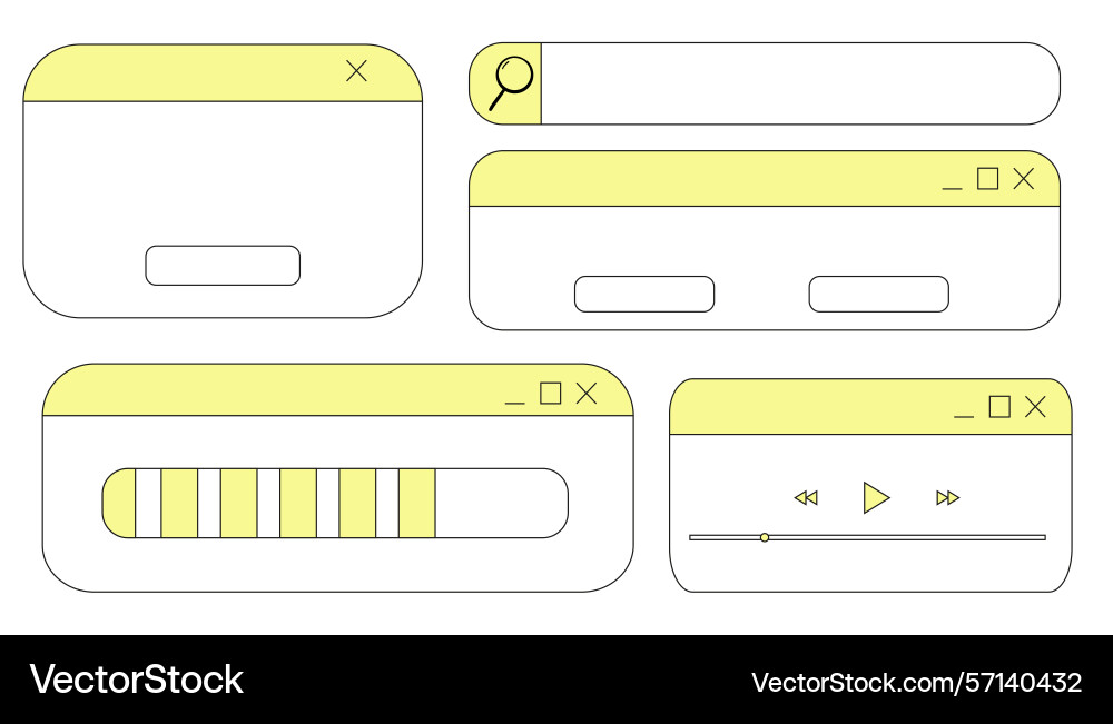 Retro window browser frame y2k interface doodle Vector Image