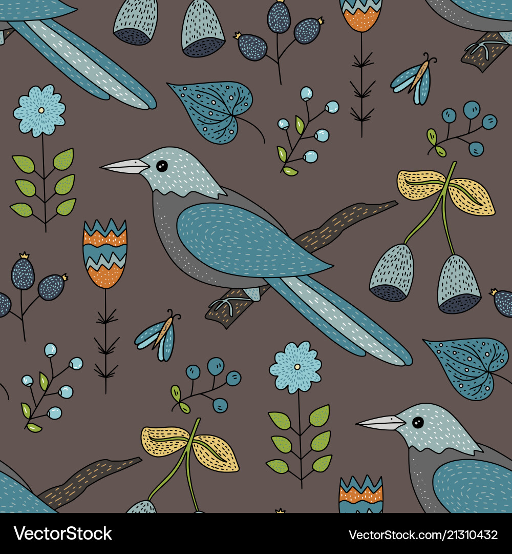 Seamless forest pattern with cute color Seamless forest pattern with cute color Vector Image