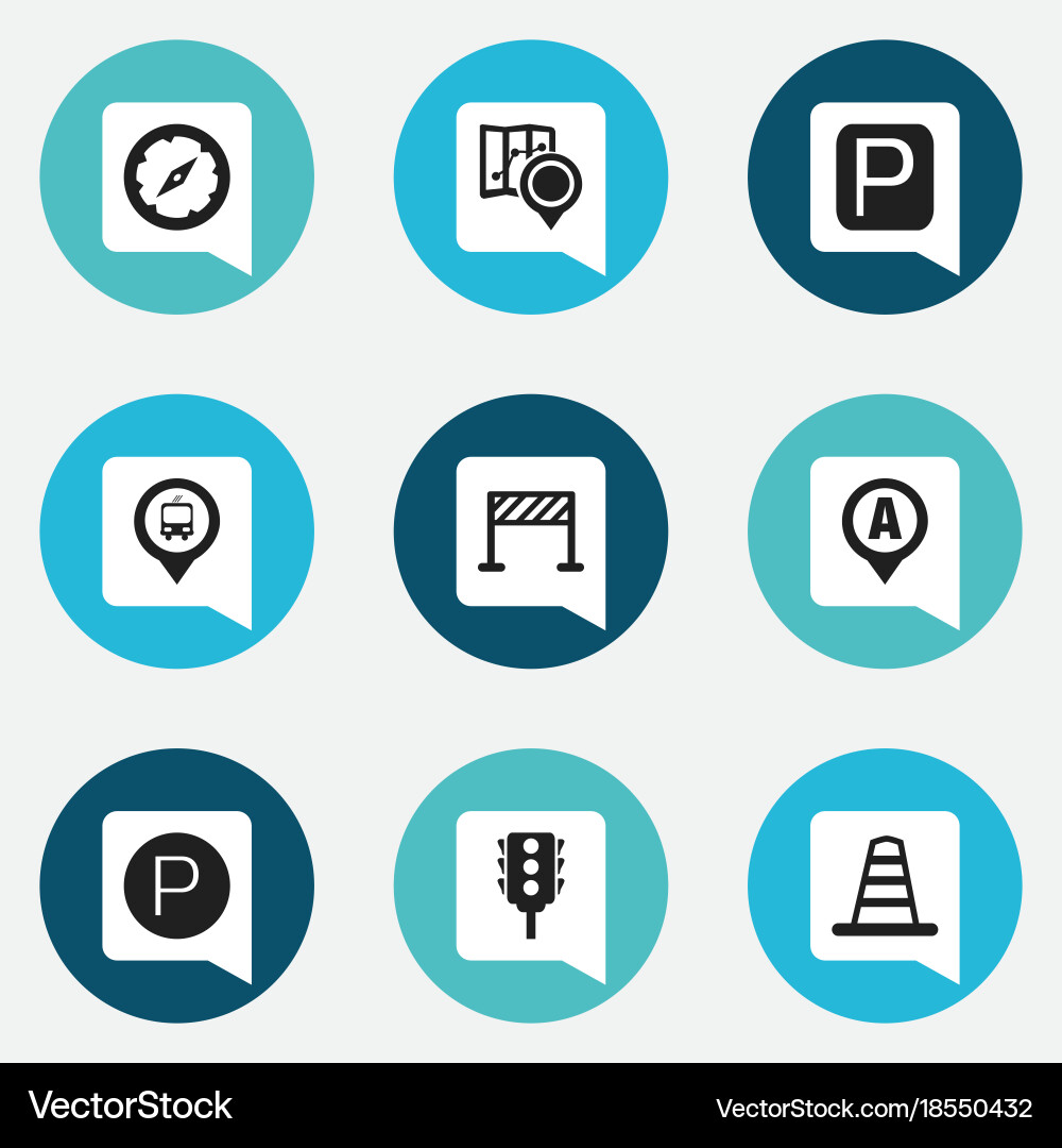 Set of 9 editable direction icons includes vector image