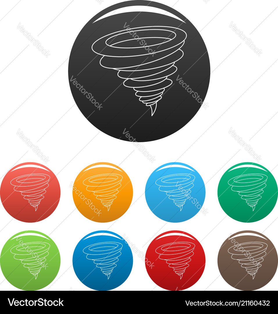 Tornado icons set color vector image