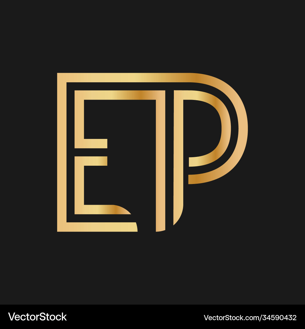 Uppercase letters e and p flat bound design Uppercase letters e and p flat bound design vector image
