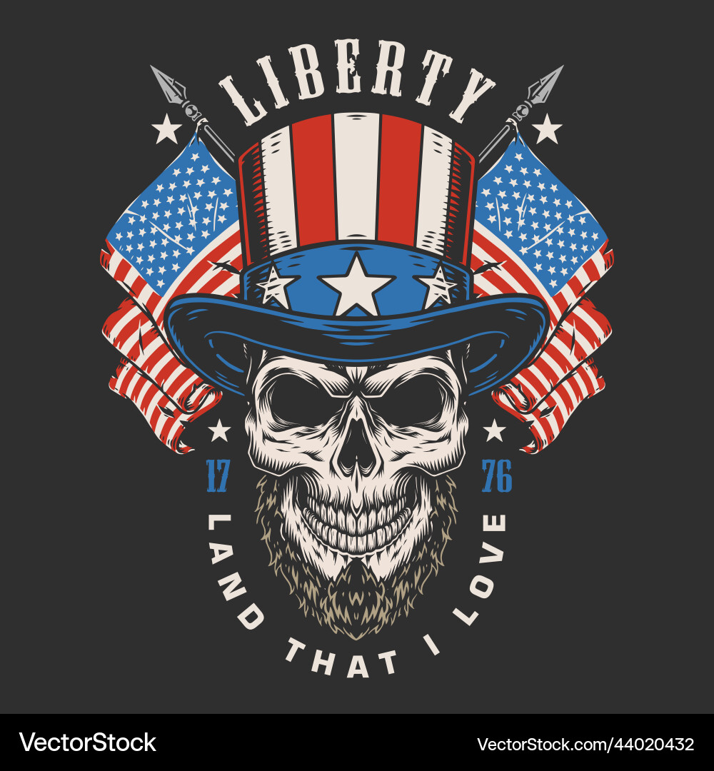 Usa skull poster vintage colorful Usa skull poster vintage colorful vector image