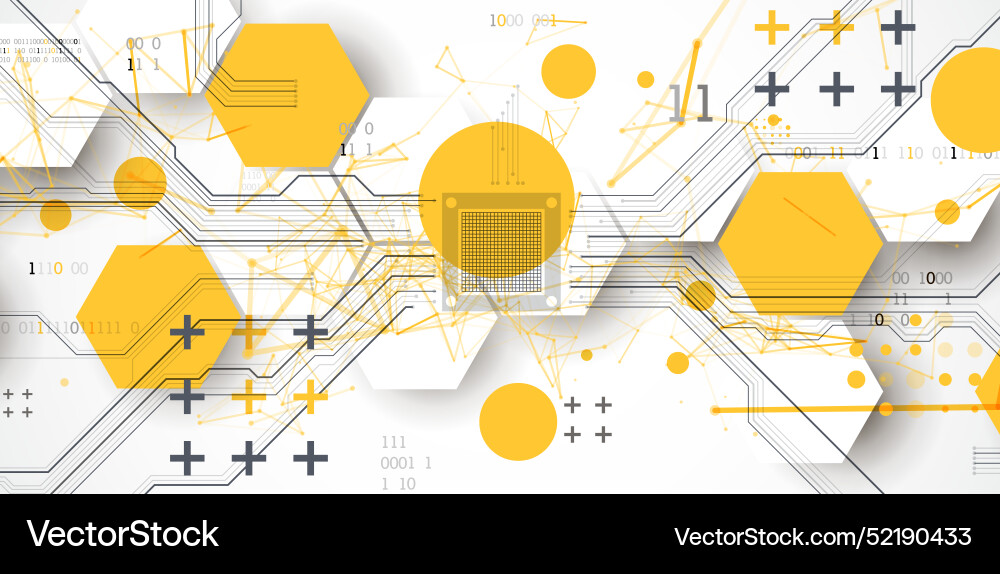 Abstract circuit board background with hexagons Abstract circuit board background with hexagons vector image