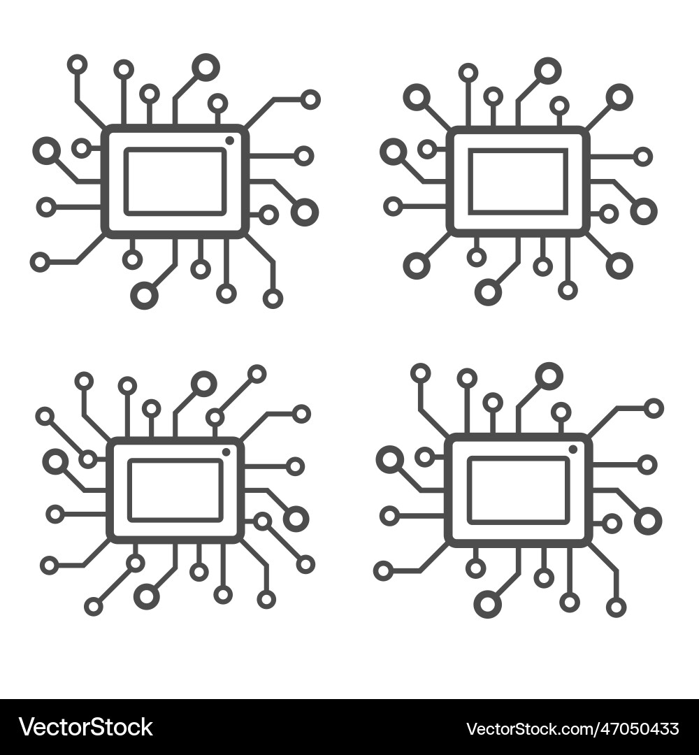 Chip isolated minimal icon processor line Chip isolated minimal icon processor line vector image