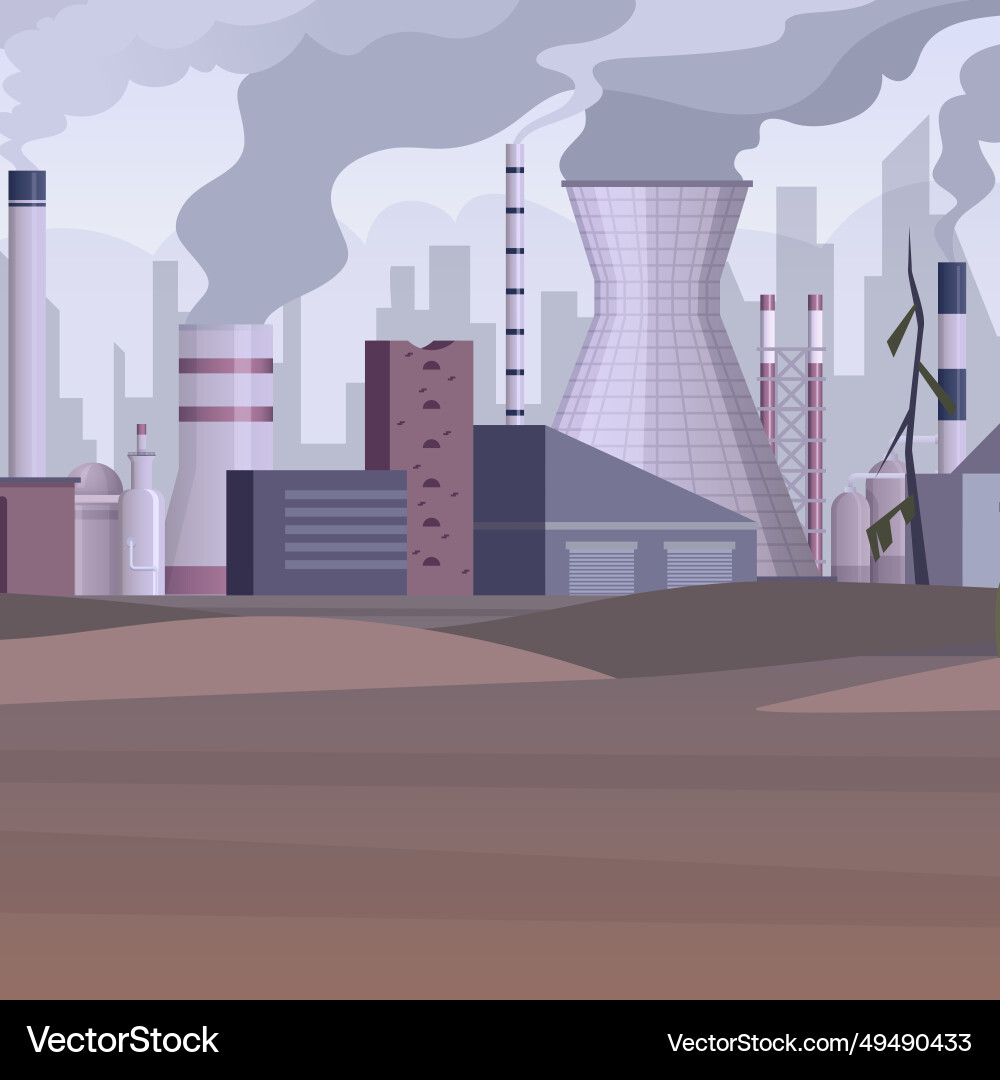 City smog urban background with factory buildings City smog urban background with factory buildings vector image