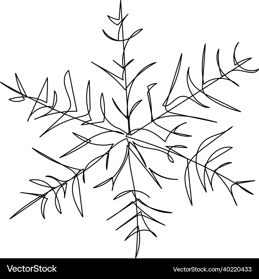 Classic snowflake one line art continuous Vector Image