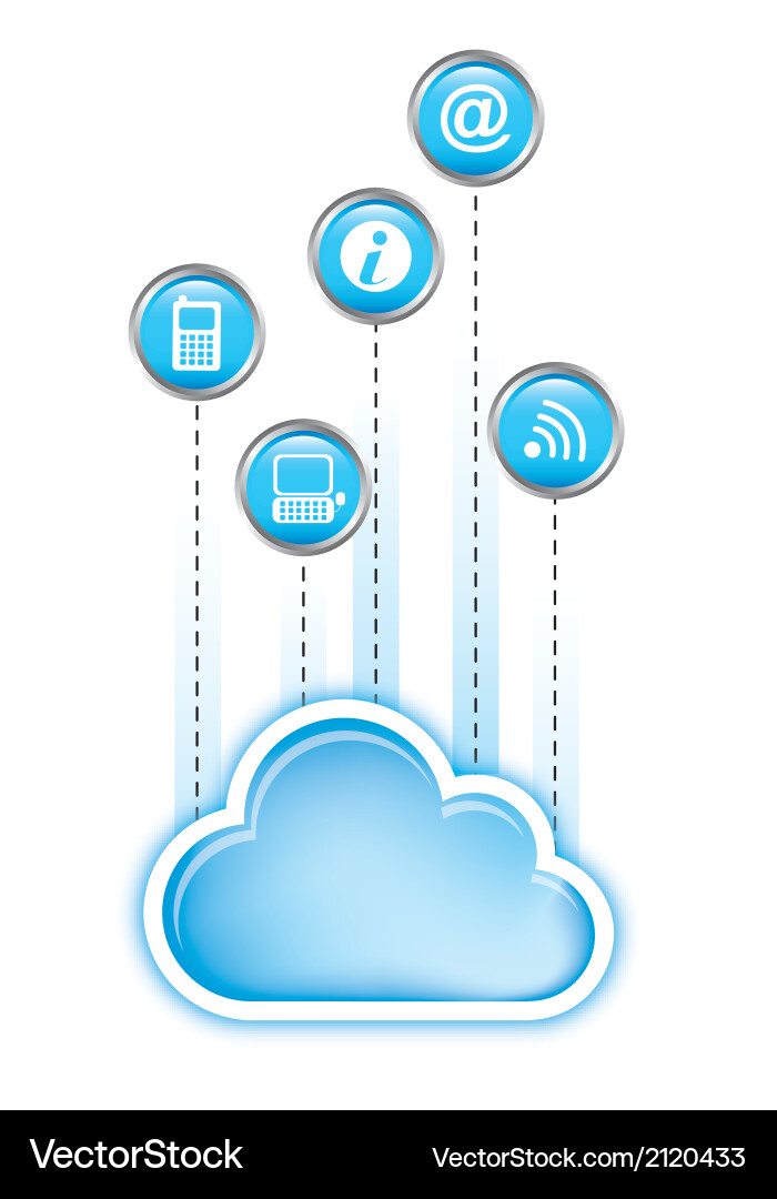 Cloud computing with communication signs over vector image