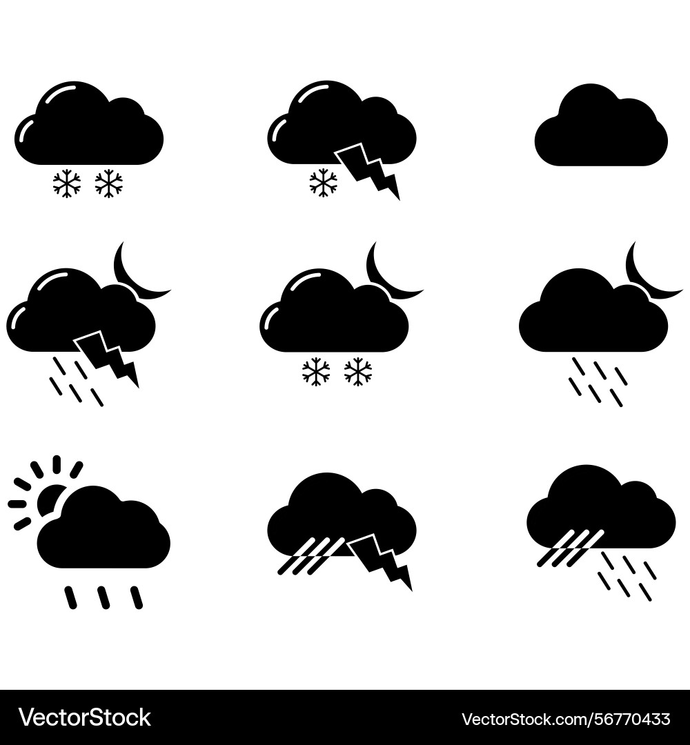 Clouds icons set of in different form vector image