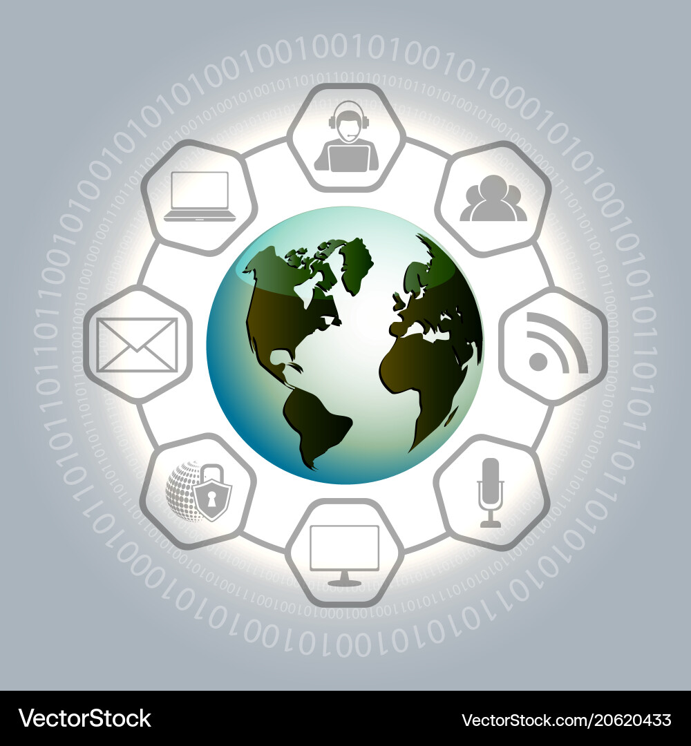 Composition with the globe numbers and icons Vector Image