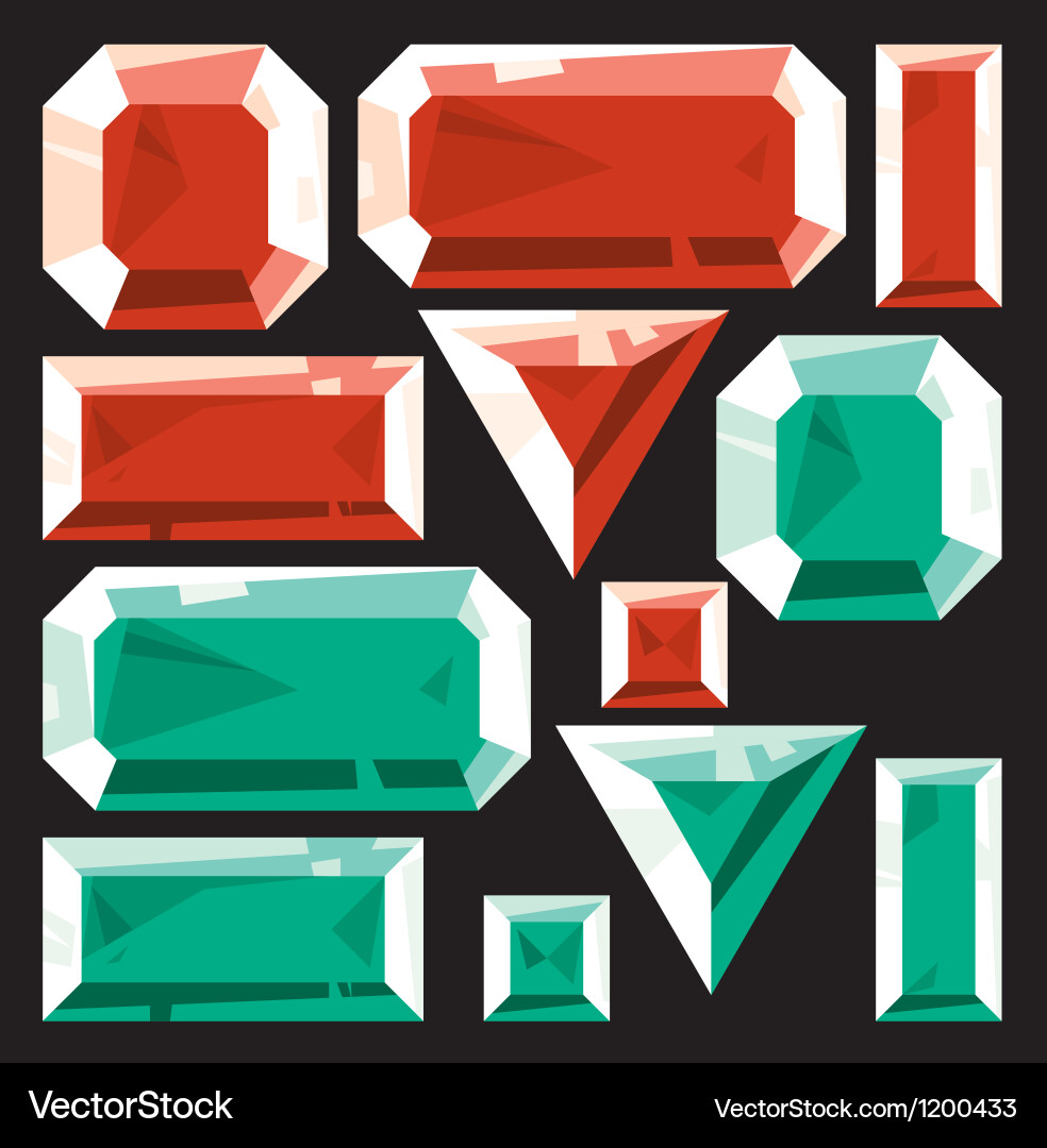 Gems of ruby and emerald vector image