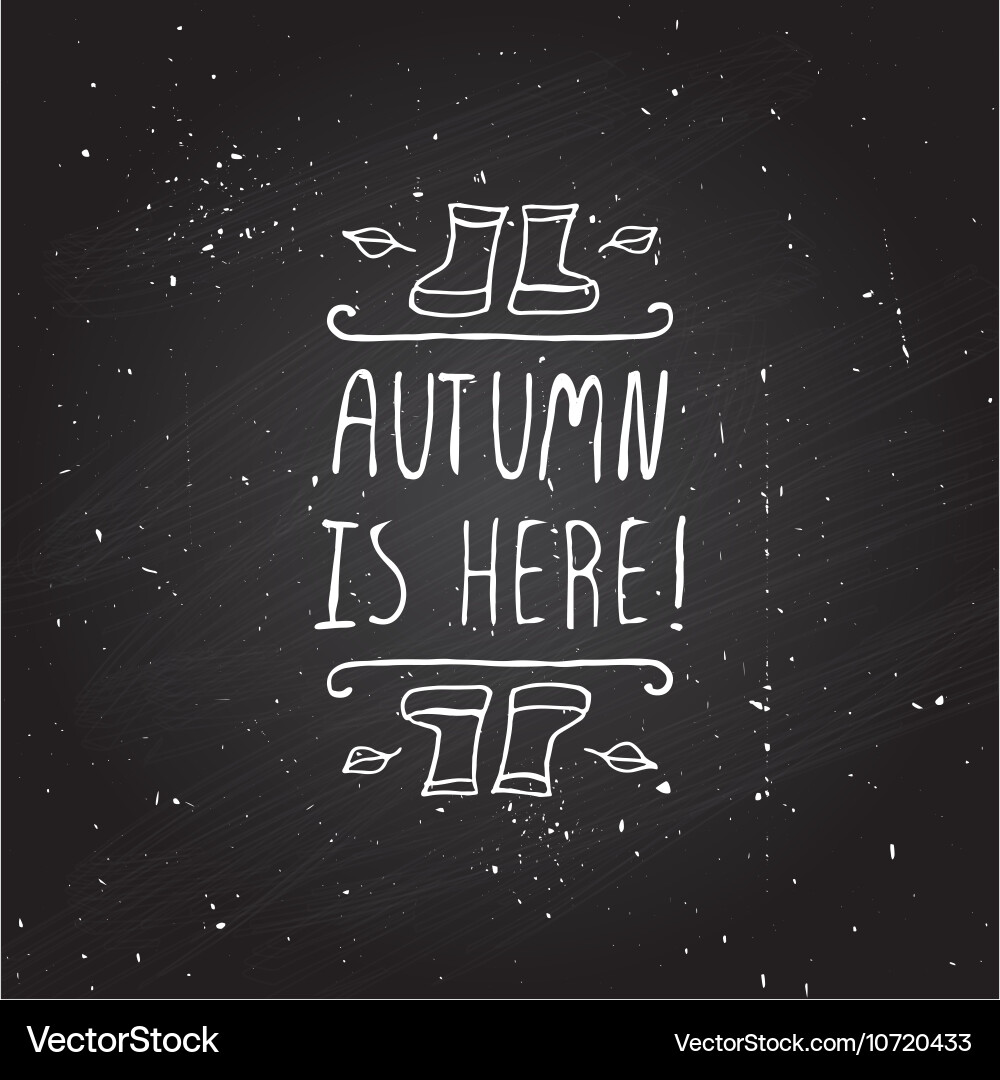 Handdrawn autumn element with text vector image