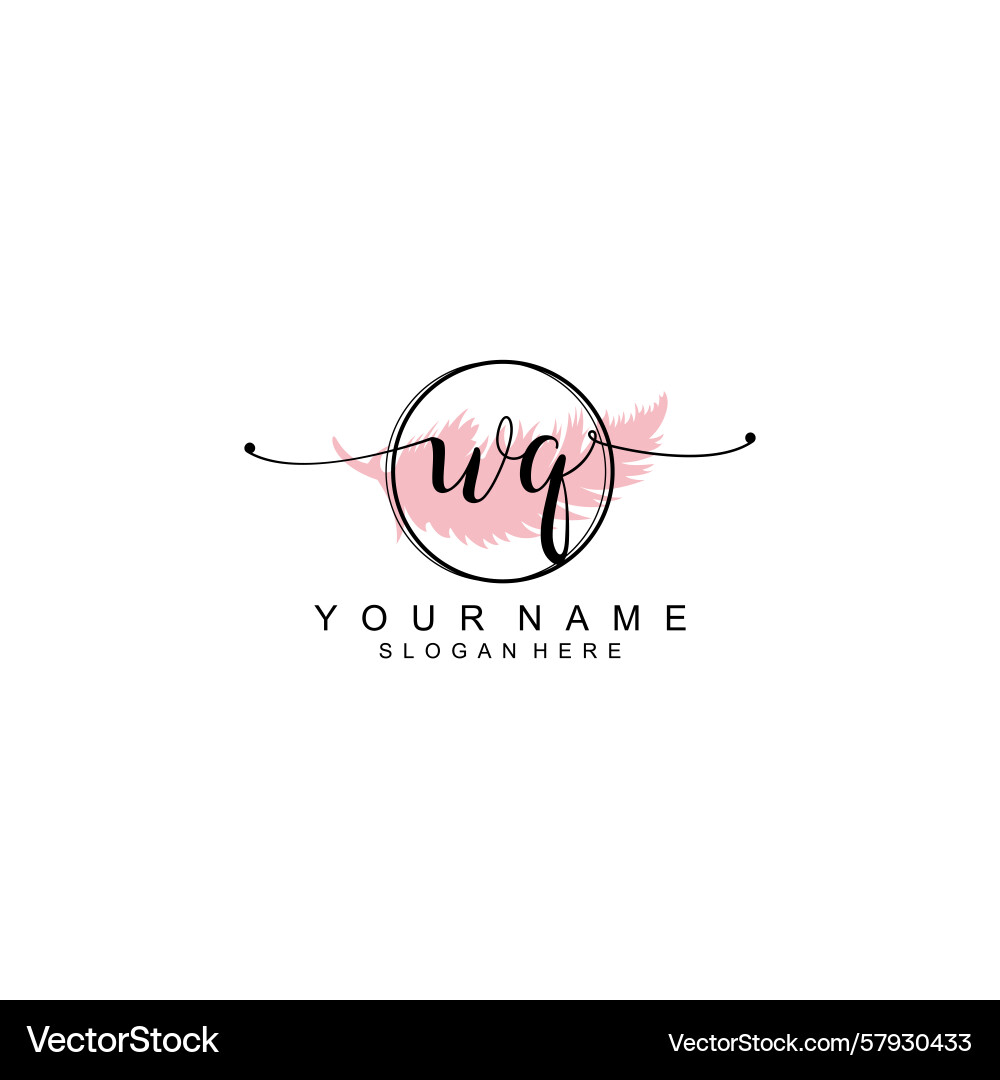 Handwriting logo concepts with initial wq Handwriting logo concepts with initial wq Vector Image