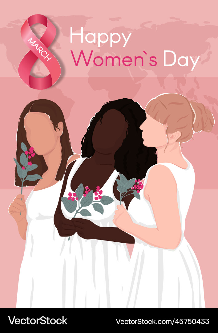 Happy womens day poster card with an inscription Happy womens day poster card with an inscription vector image