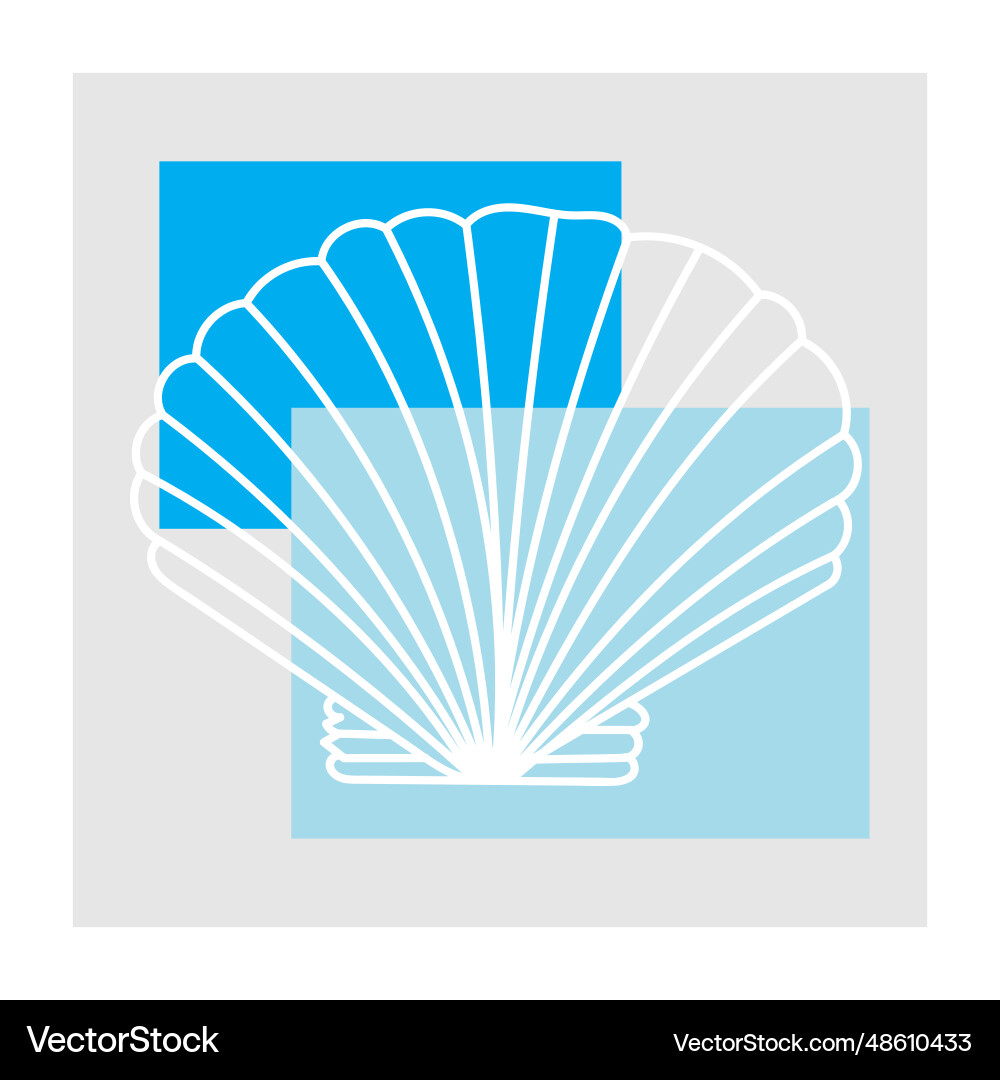 Line of shell with blue color on grey background Line of shell with blue color on grey background Vector Image