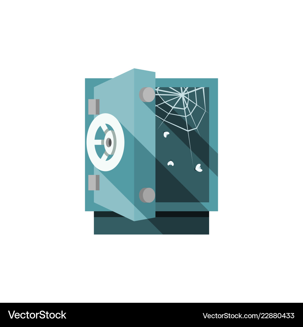 Opened empty safe with cobweb and flies inside Opened empty safe with cobweb and flies inside vector image