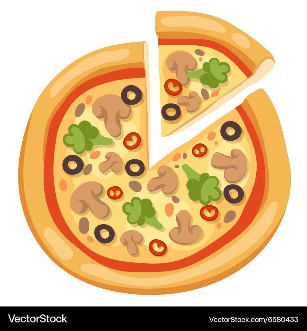 Pizza flat icons isolated on white background Vector Image