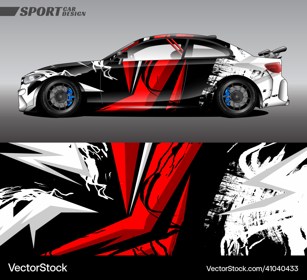 Racing car wrap design with special texture style Racing car wrap design with special texture style Vector Image
