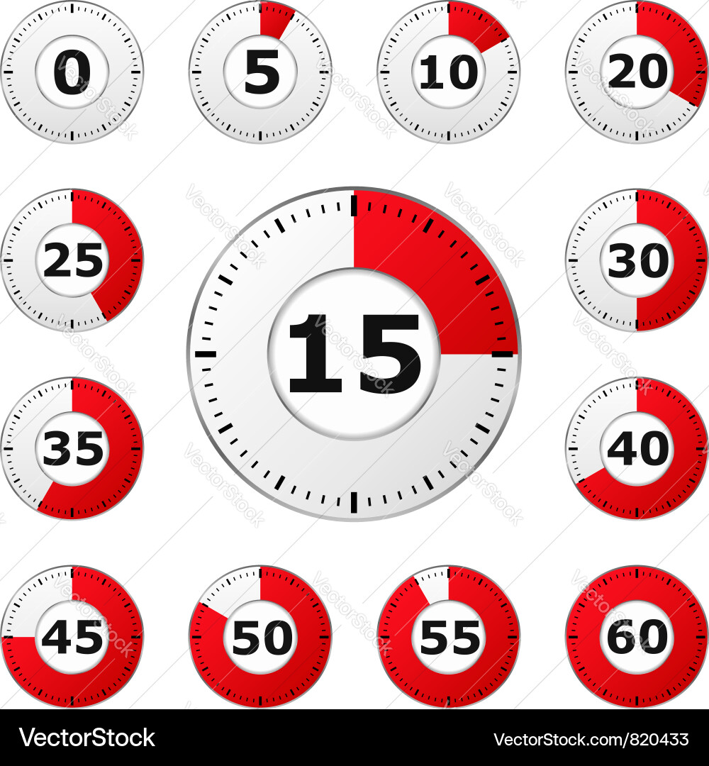 Red Timer Icons - Clock Set Vector Image