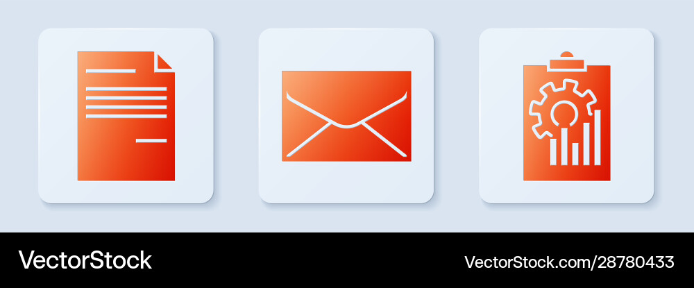 Set envelope document and clipboard with graph Set envelope document and clipboard with graph vector image