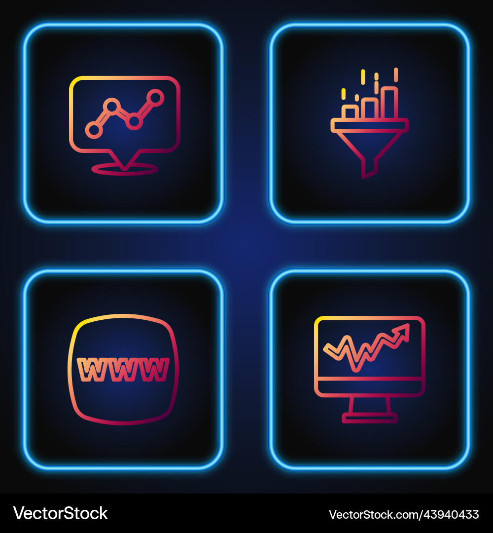 Set line monitor with graph chart website Set line monitor with graph chart website vector image