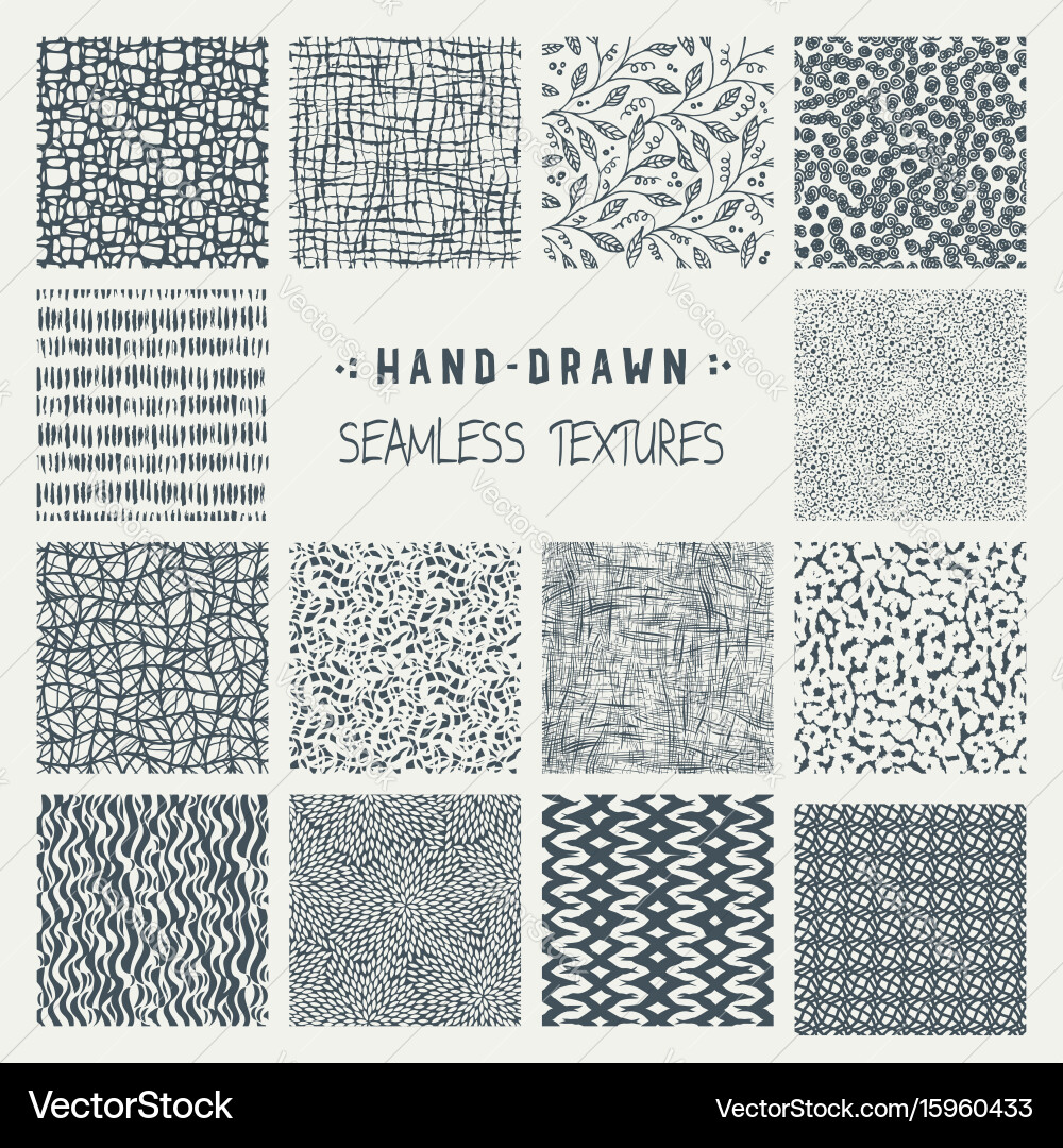 Set of hand drawn marker and ink patterns vector image