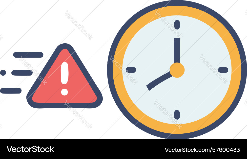 Time warning triangle with clock icon vector image