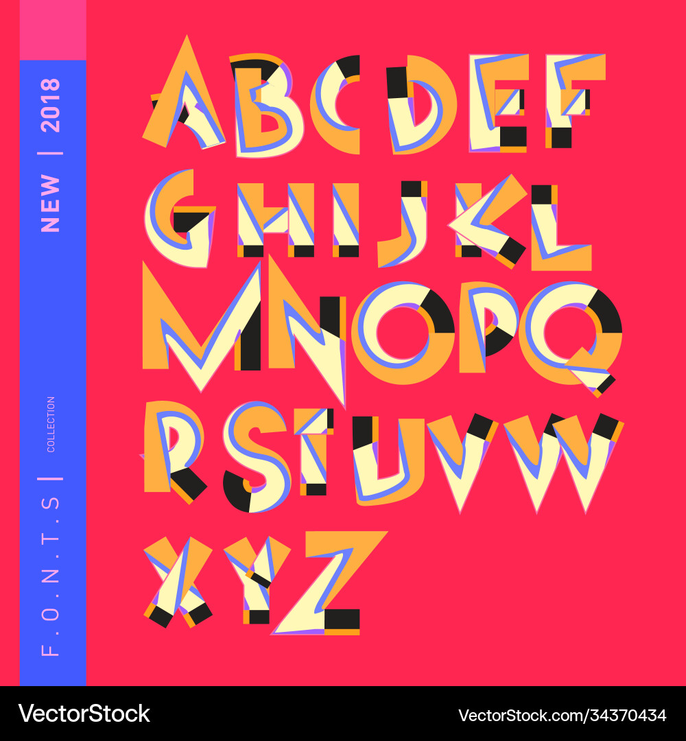 Abstract colorful font and alphabet Vector Image