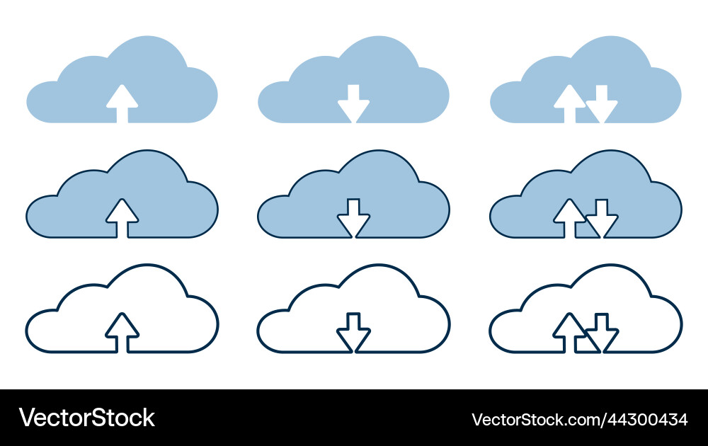 Collection cloud with arrow line icon upload vector image