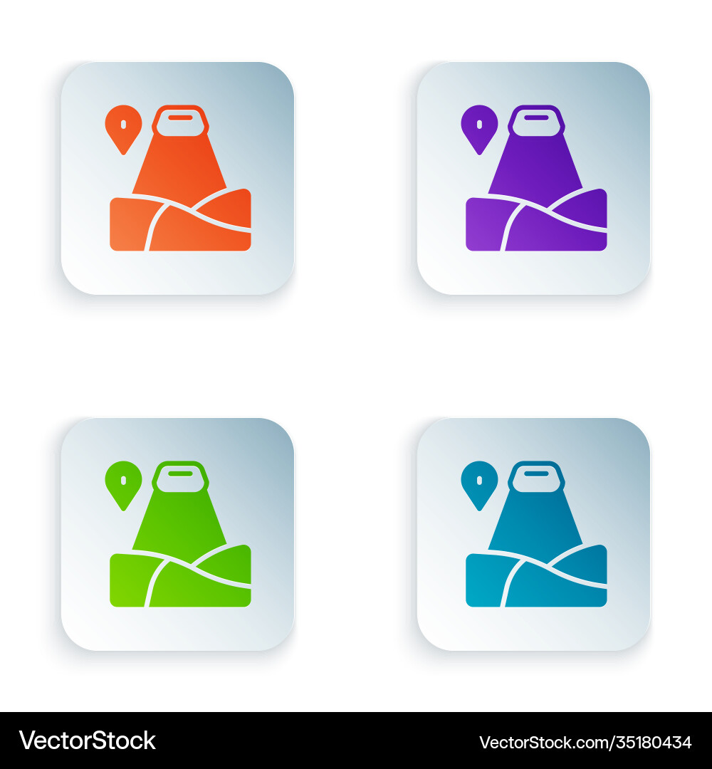 Color map pointer with mountain icon isolated vector image
