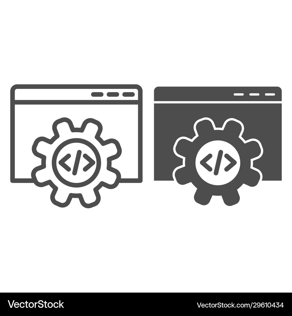 Computer data settings line and solid icon Computer data settings line and solid icon vector image