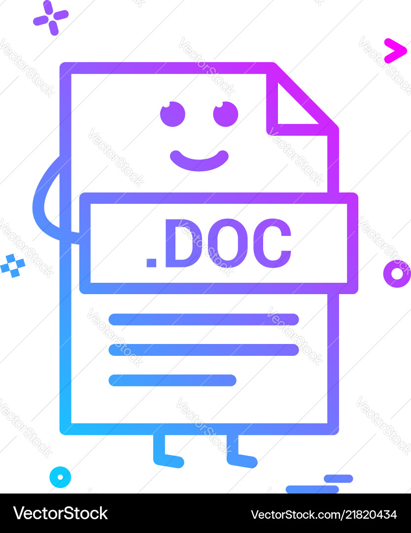 Computer doc document file format type icon design Computer doc document file format type icon design Vector Image