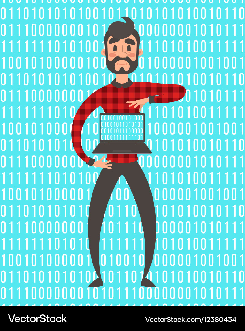 Concept of programmer superhero people binary Vector Image