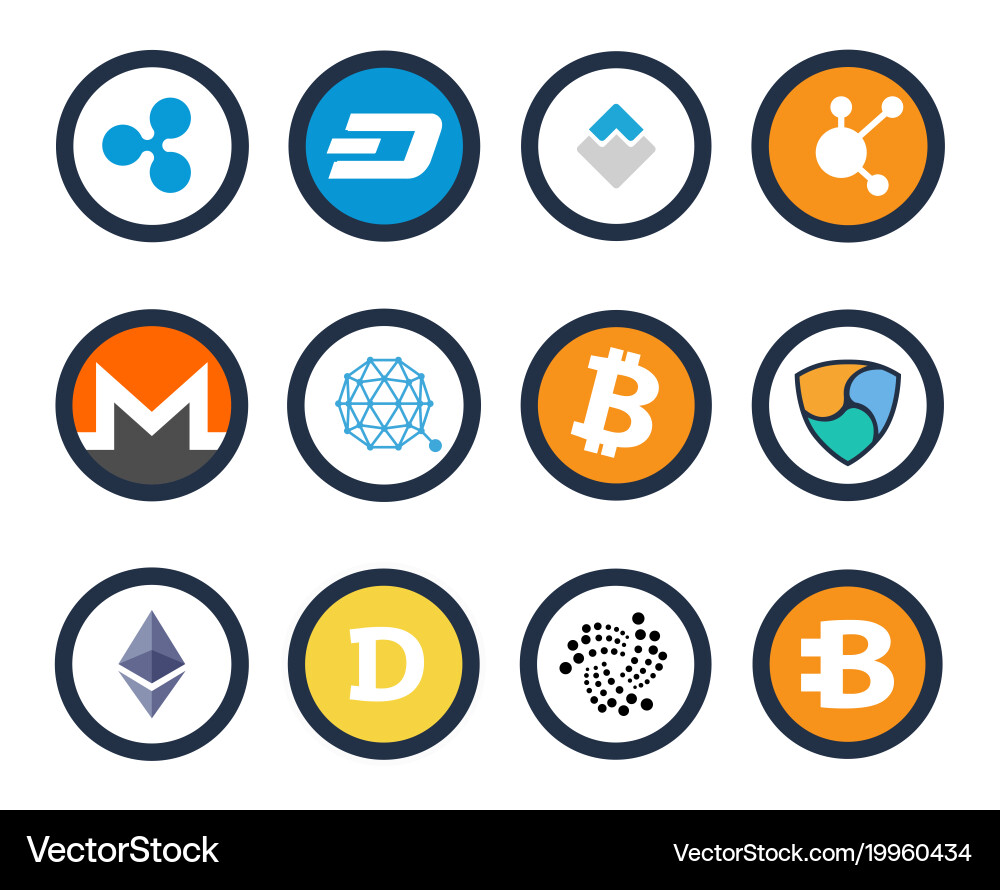 Cryptocurrency Icon Set – Royalty-Free Vector | VectorStock