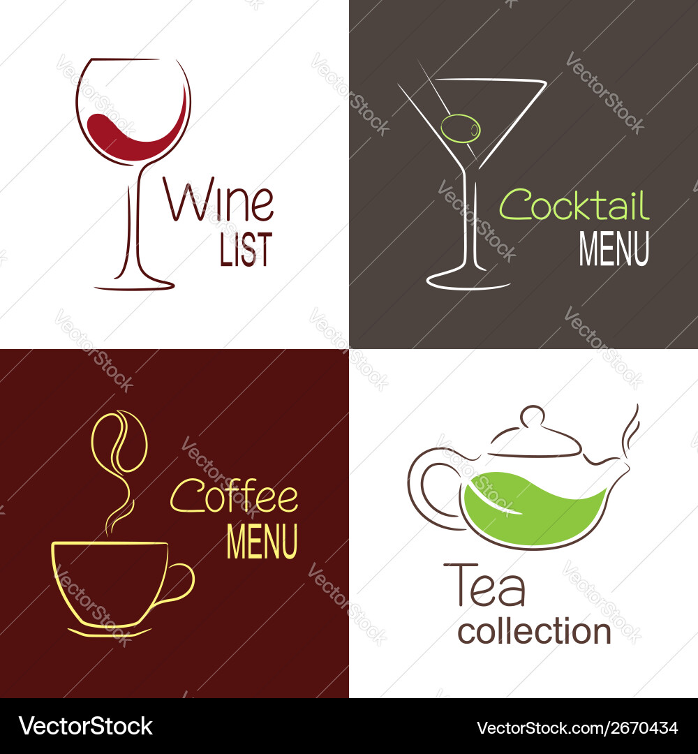 Drinks Menu Icons - Set vector image