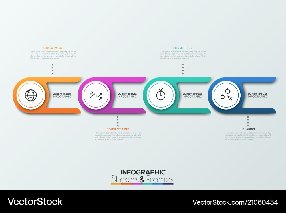 Four circular elements with two tails and thin Four circular elements with two tails and thin vector image