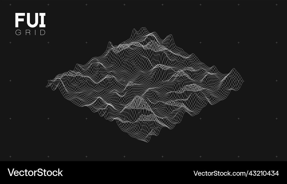 Fui gui 3d landscape scan grid abstract Fui gui 3d landscape scan grid abstract vector image