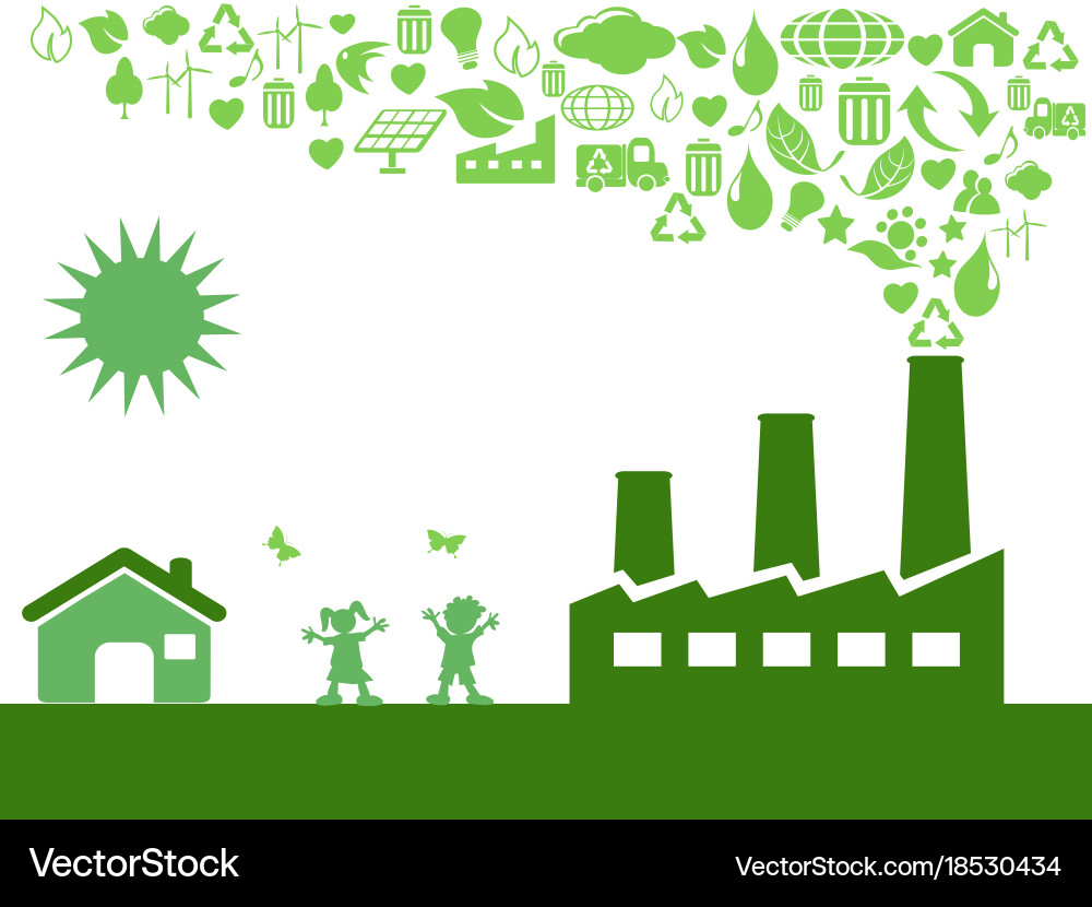Green eco factory Royalty Free Vector Image - VectorStock