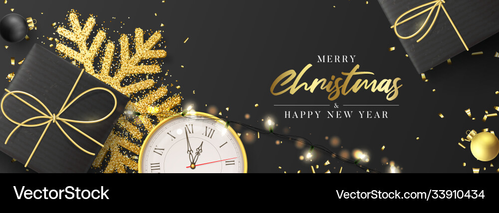 Merry christmas and happy new year banner Merry christmas and happy new year banner vector image