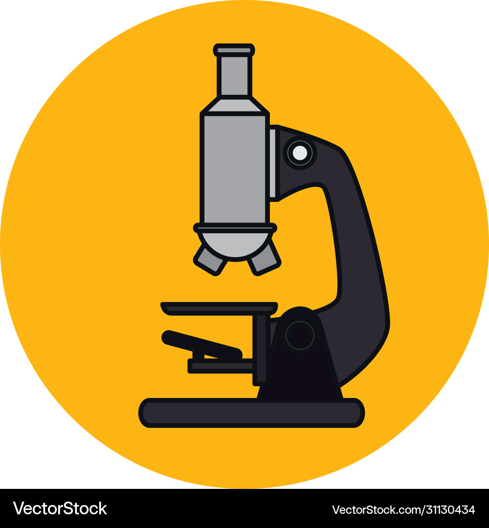 Microscope laboratory in frame circular Microscope laboratory in frame circular vector image