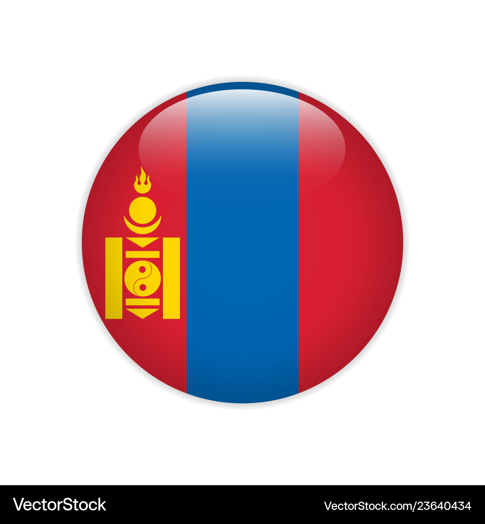 Mongolia flag on button Mongolia flag on button vector image