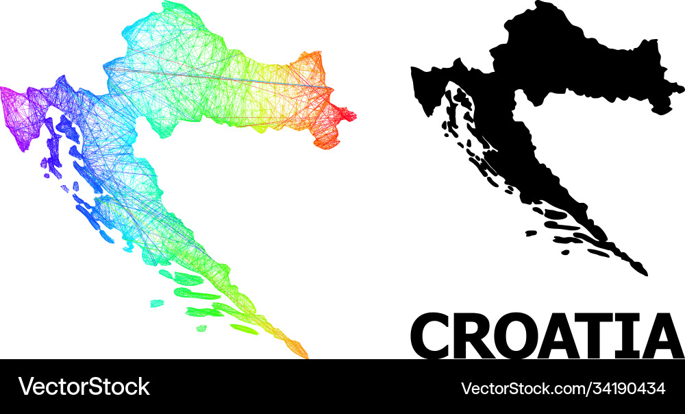 Network map croatia with spectrum gradient Network map croatia with spectrum gradient vector image