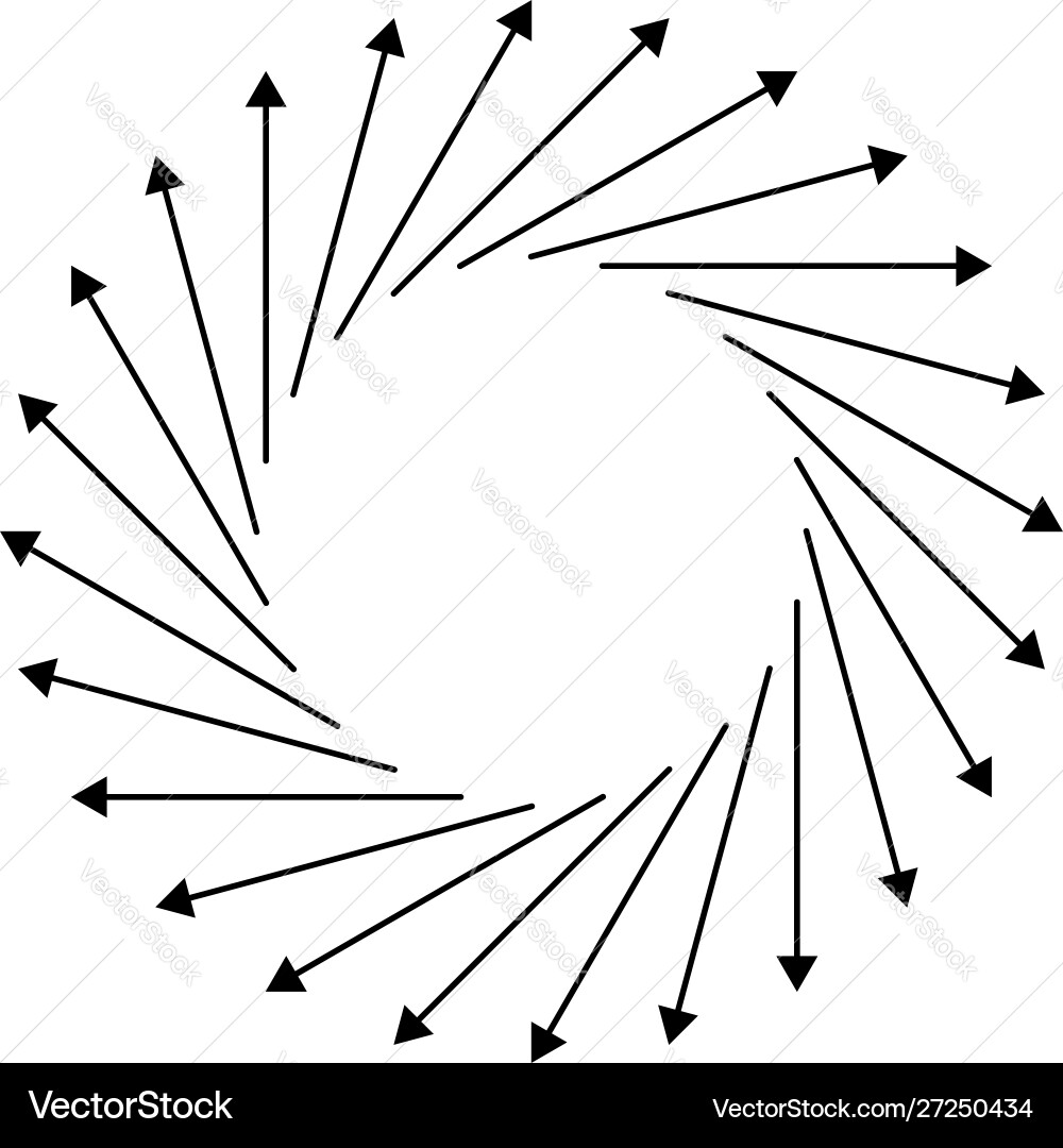 Radial circular arrows pointing from center Radial circular arrows pointing from center Vector Image