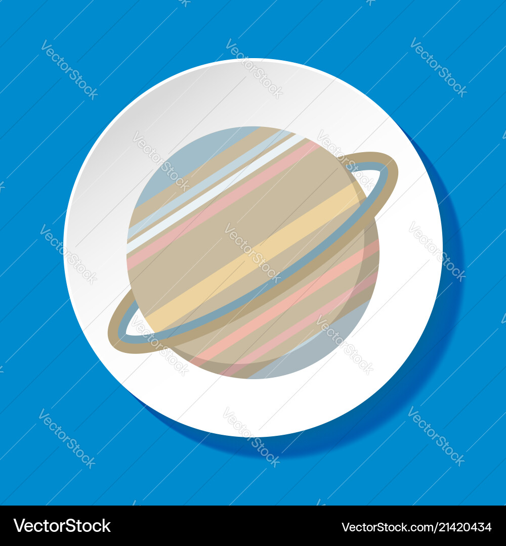 Saturn Icon - Round Button Style Vector Image