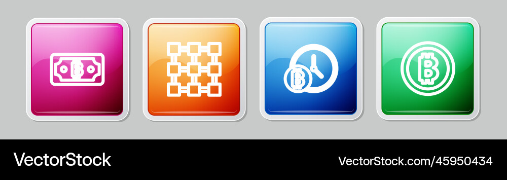 Set line cryptocurrency bitcoin blockchain Set line cryptocurrency bitcoin blockchain vector image