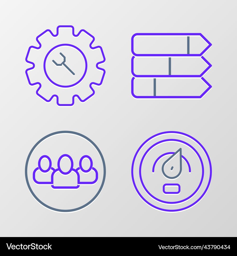 Set line digital speed meter project team base Vector Image