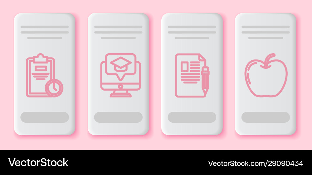Set line exam sheet with clock monitor Set line exam sheet with clock monitor Vector Image