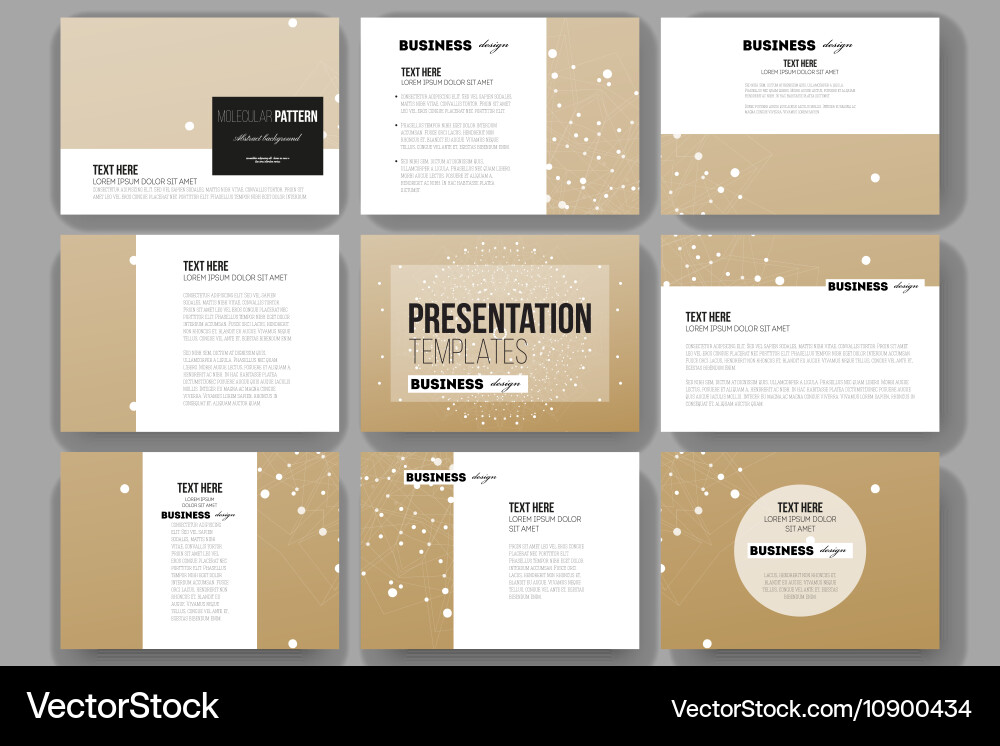 Set of 9 templates for presentation slides Vector Image