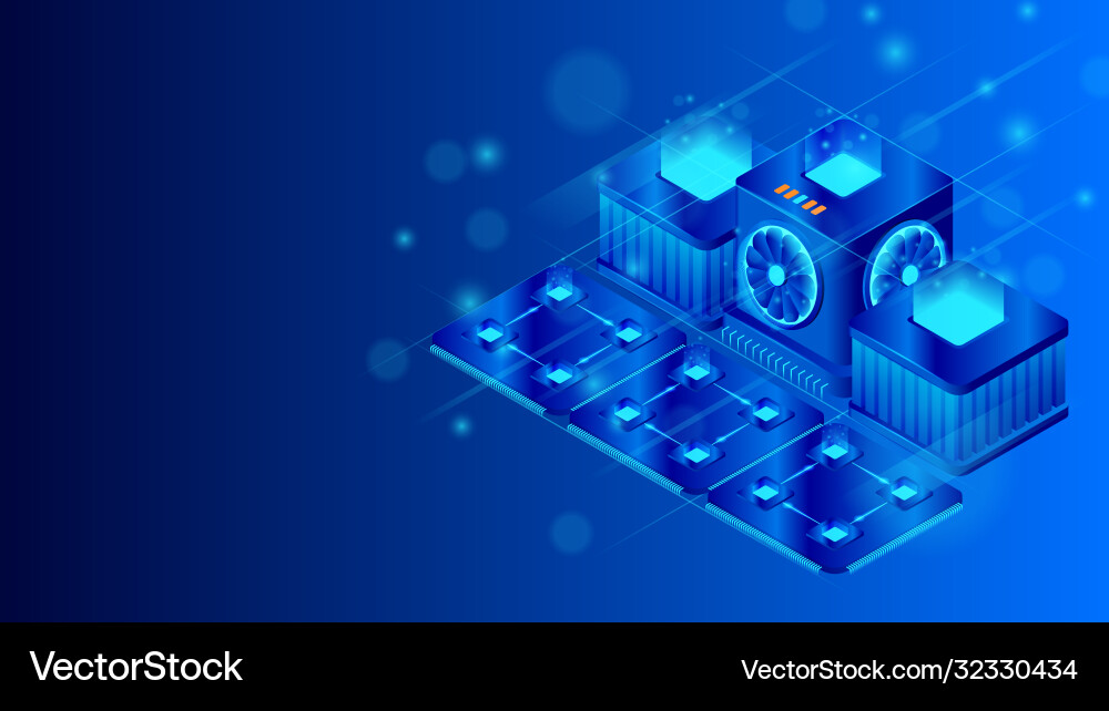 Supercomputer server with central processing units Supercomputer server with central processing units vector image