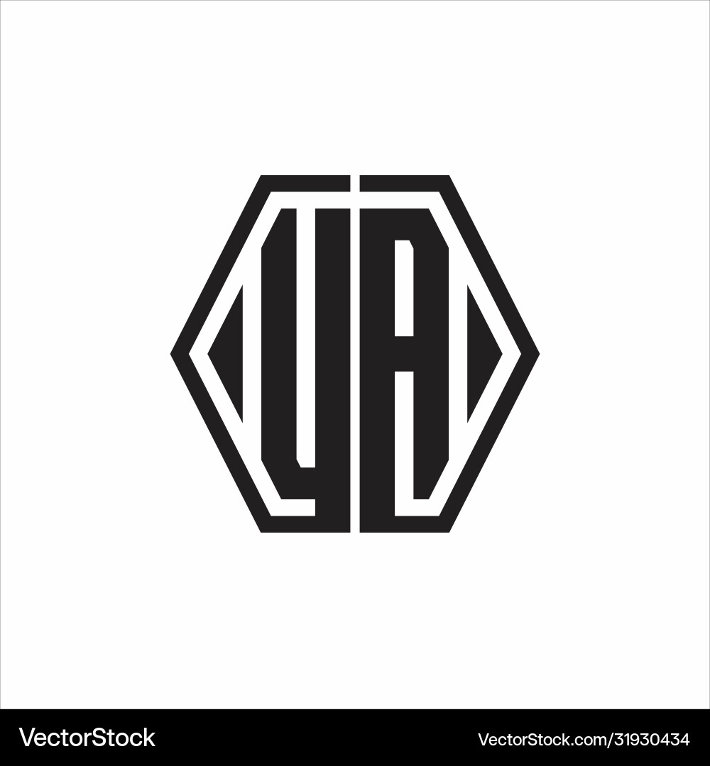 Ua Logo Monogramm mit Sechskant-Linie abgerundetes Design Ua Logo Monogramm mit Sechskant-Linie abgerundetes Design vektorbild